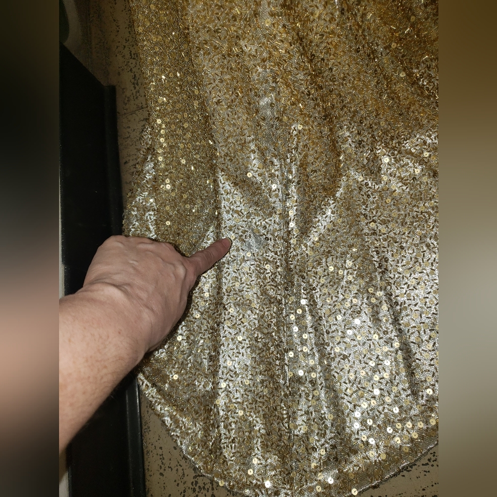Jovani silver gold ombre liquid beading beaded strapless prom pageant dress 8 cy - Picture 9 of 10